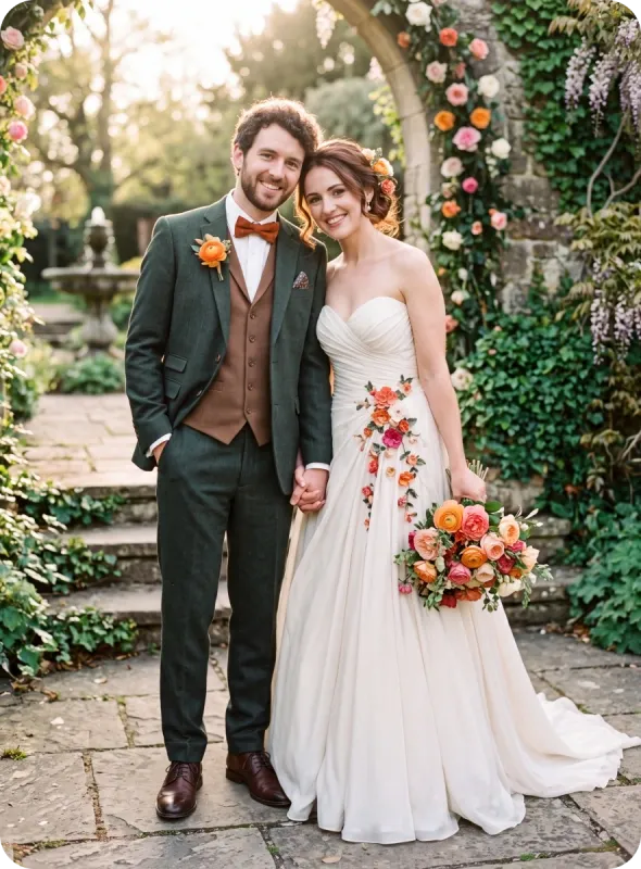 The green suit was my husband's pick. We had this pair made three months ahea...
